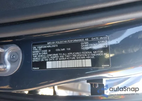 2024 Polestar 2 z USA, uszkodzony, nr VIN YSMFD3KA6RL211273